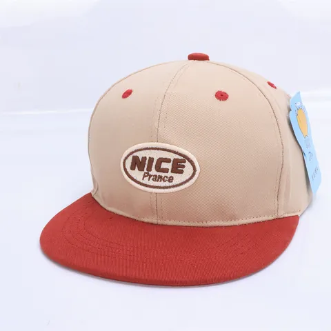 Kids Flat Brim Baseball Cap Color Block Hip Hop Sun Hat With Embroidery Label For Children Adjustable Size