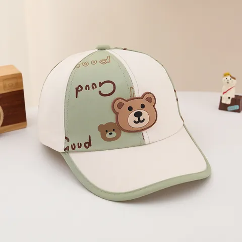 Berretto da Baseball per Bambini con Orsetto Patchwork Cappello da Sole in Cotone Regolabile Cartone Animato per Ragazzi e Ragazze