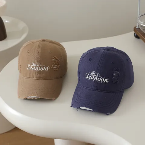 Kids Distressed Baseball Cap Vintage Ripped Letter Embroidery Sun Hat For Boys Girls Adjustable Streetwear Cotton Hat