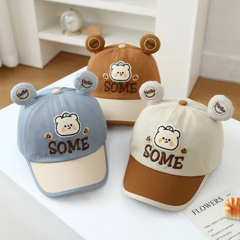 Cartoon Deer Bear 3D Ear Kids Baseball Cap Cotton Blend Sun Hat For Toddler Boys Girls Embroidery Adjustable Duck Tongue Hat