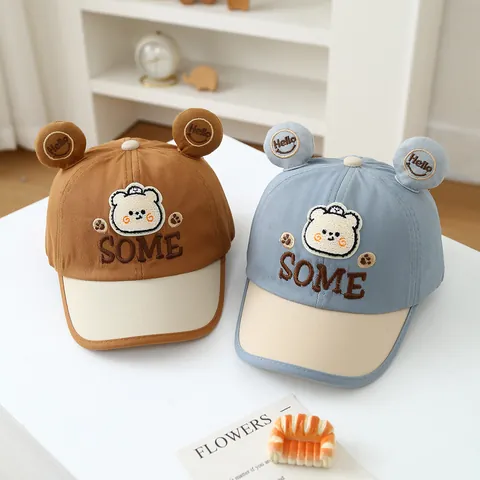 Cartoon Deer Bear 3D Ear Kids Baseball Cap Cotton Blend Sun Hat For Toddler Boys Girls Embroidery Adjustable Duck Tongue Hat