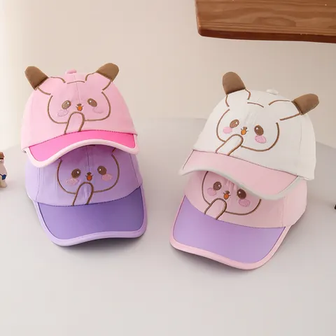 Gorra de Béisbol para Niños Linda Orejas de Conejo Dibujos Animados Ajustable Sombrero de Sol Niños Niñas Verano Aire Libre