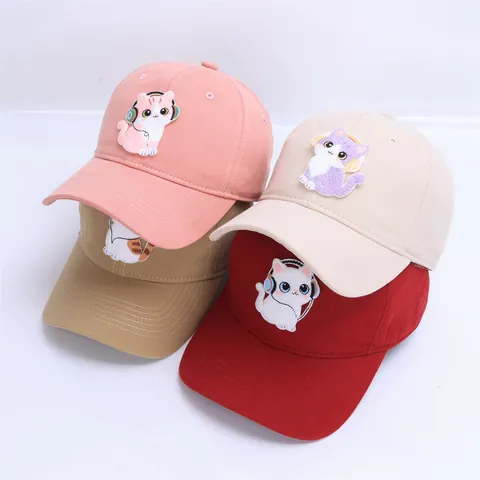 Cartoon Animal Embroidery Kids Baseball Cap Cotton Blend Sun Hat Adjustable Duck Tongue Hat For Boys Girls Summer