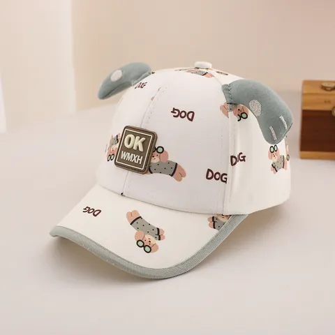 Kids Cartoon Dog Baseball Cap With 3D Ears Cotton Blend Sun Protection Adjustable Toddler Hat For Boys Girls Outdoor Travel