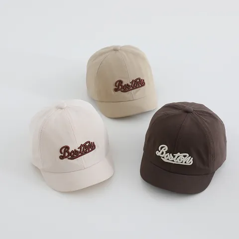 Gorra de Béisbol de Algodón para Niños Pequeños Con Bordado de Boston Ala Suave Sombrero de Protección Solar Retro para Niños Niñas Ajustable