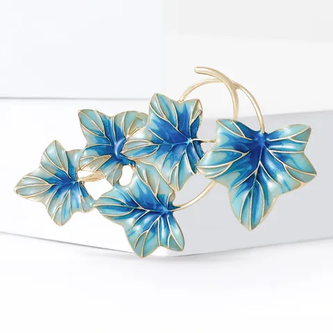 Broche Vintage de Aleación y Esmalte con Forma de Hoja de Uva para Mujer Elegante Accesorio de Ropa Botánico con Degradado para Decoración de Boda y Fiesta