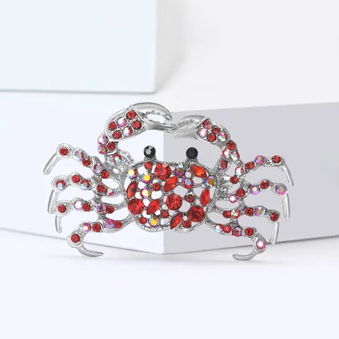 Vintage Legierung Strass Krabbe Brosche Für Damen Herren Tier Form Kristall Revers Anstecknadel Mode Schmuck Zubehör Für Bankett Party