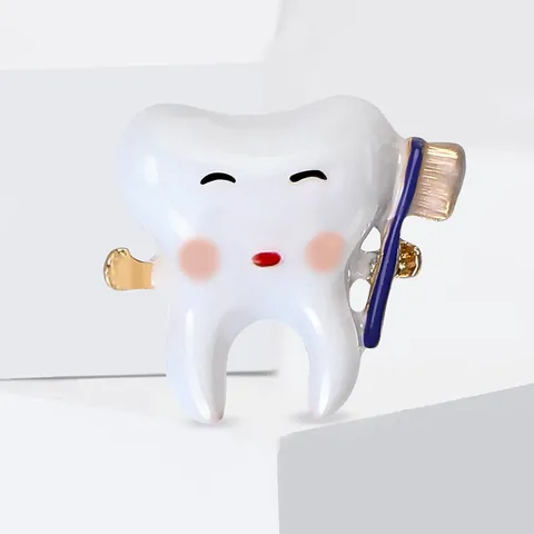 Cartoon Zahnbrosche Mit Zahnbürste Emaille Pin Legierung Abzeichen Für Zahnarzt Medizinisches Personal Krankenschwester Geschenk