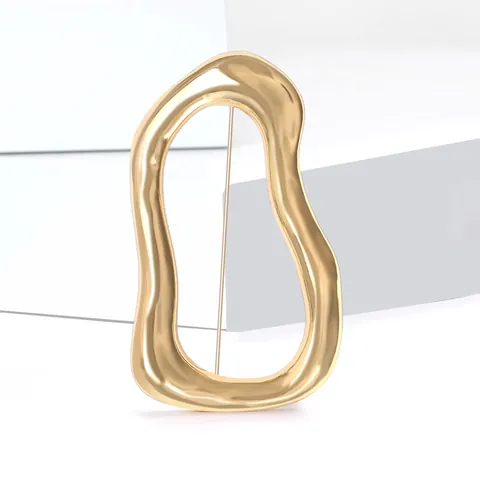 Broche Hueco Geométrico Irregular Forma Orgánica Ondulada Aleación Metal Chapado Oro Plata Joyería Moda Arte Moderno