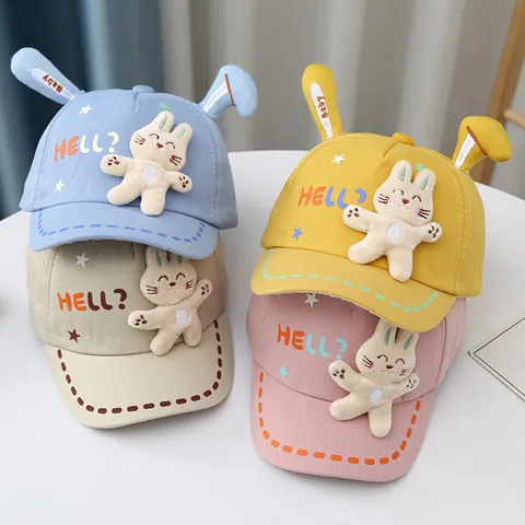 Berretto da Baseball con Orecchie da Coniglio per Neonati Carino Cartone Animato Cappello da Sole Regolabile per Bambini
