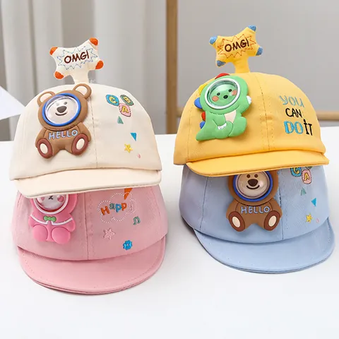 Baby Cartoon Space Bear Bunny Baseball Cap Soft Brim Cotton Blend Sun Hat For Toddler Boys Girls Adjustable Outdoor Cap