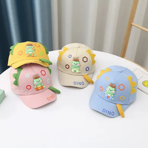 Cartoon Animal Kids Baseball Cap Infant Toddler Dimensional Ears Dinosaur Bear Cotton Sun Hat Outdoor Peaked Cap For Boys Girls