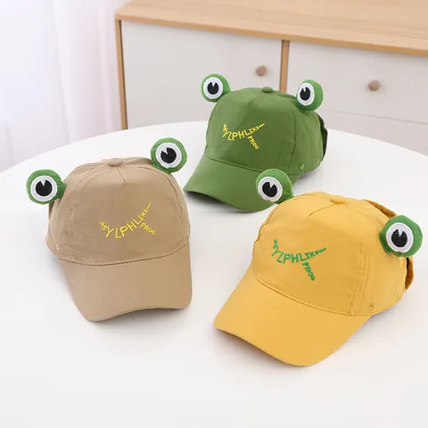 Kinder Frosch Thema Baseballkappe Mit 3D Augen Niedlichen Cartoon Stickerei Baumwolle Sonnenhut Für Jungen Mädchen Outdoor Alltag