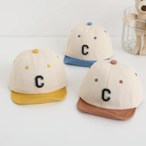 Cappellino da Baseball per Neonati a Tesa Morbida con Visiera in Misto Cotone Protezione Solare con Ricamo di Lettere per Bambini e Bambine