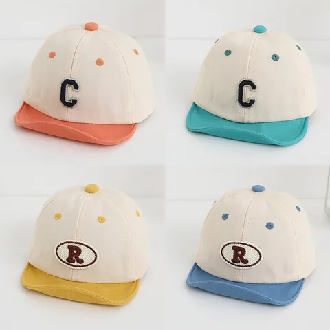 Cappellino da Baseball per Neonati a Tesa Morbida con Visiera in Misto Cotone Protezione Solare con Ricamo di Lettere per Bambini e Bambine
