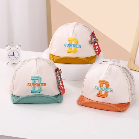 Berretto da Baseball in Rete Traspirante Estivo per Bambini Con Ricamo D Summer Cappello da Sole a Tesa Morbida per Neonati