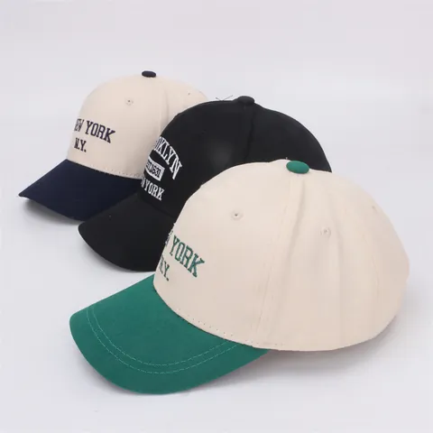 Kids American Vintage Embroidery Baseball Cap New York Letter Contrast Color Cotton Sun Protection Hat For Boys Girls
