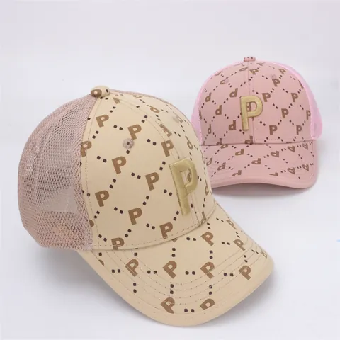 Kinderen Mesh Ademende Baseballpet P Letter Borduursel Monogram Zonnehoed Verstelbaar Voor Jongens Meisjes Outdoor Fashion Pet