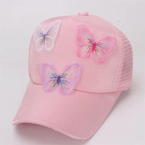 Kids 3D Butterfly Baseball Cap Breathable Mesh Sun Hat For Girls Cute Satin Look Summer Outdoor Adjustable Visor
