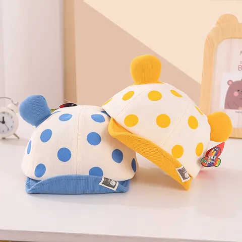 Simpatico Berretto da Baseball a Pois per Bambini Con Orecchie Tesa Morbida Misto Cotone Cappello da Sole per Neonati Outdoor