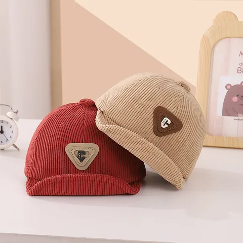 Baby Corduroy Baseball Cap Letter C Patch Soft Brim Toddler Infant Autumn Winter Warm Adjustable Hat For Boys Girls