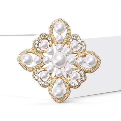 Spilla Barocca a Fiori Traforati con Künstliche Perle da Donna in Lega con Strass Stile Palazzo Retrò Corsage per Matrimonio Festa Gioielli Accessorio