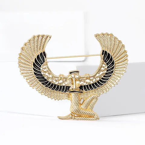 Spilla Vintage a Forma di Ali della Dea Egizia Iside in Lega Smaltata Placcata Oro Argento per Uomo Donna Accessori Abbigliamento