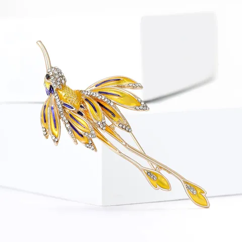 Spilla a Forma di Colibrì Vintage in Smalto e Strass Lega Uccello Spilla Moda Gioielli di Lusso Accessorio per Donna Banchetto Matrimonio Decorazione Vestito