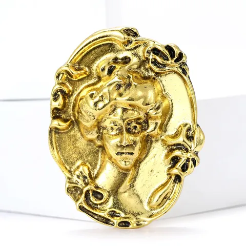 Vintage Baroque Cameo Relief Female Portrait Brooch Pin Elegant Alloy Gold Silver Plated Suit Corsage Jewelry For Women