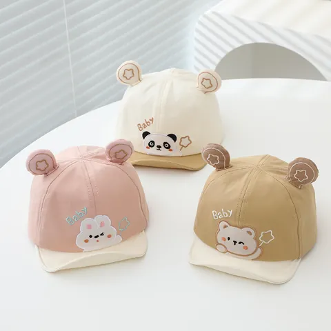 Baby Cartoon Animal Baseball Cap Soft Brim Embroidery Sun Hat For Infants Toddlers Cute Bear Panda Rabbit Koala Cotton Blend Hat