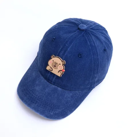 Kids Washed Cotton Corduroy Baseball Cap Cartoon Capybara Patch Sun Hat For Toddler Boys Girls Outdoor Sun Protection Cap