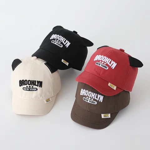 Casquette de Baseball pour Enfants Avec Oreilles Stéréo Broderie Brooklyn New York Mélange de Coton Chapeau de Soleil Garçons Filles Réglable