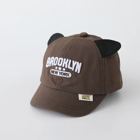 Casquette de Baseball pour Enfants Avec Oreilles Stéréo Broderie Brooklyn New York Mélange de Coton Chapeau de Soleil Garçons Filles Réglable
