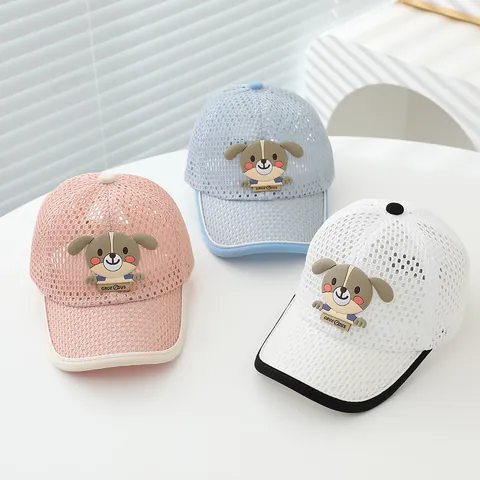 Cappellino da Baseball per Bambini in Rete Traspirante con Toppa Cane Cartone Animato Regolabile Protezione Solare