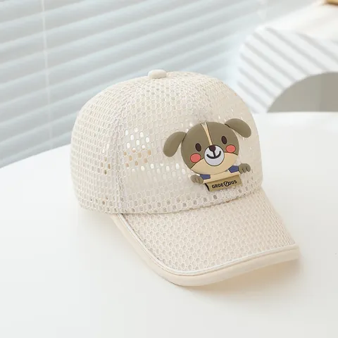 Cappellino da Baseball per Bambini in Rete Traspirante con Toppa Cane Cartone Animato Regolabile Protezione Solare
