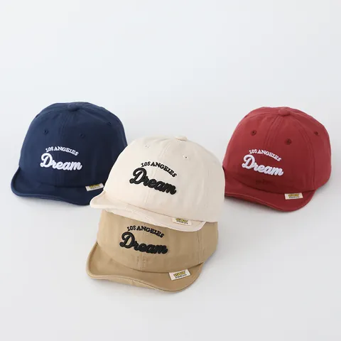 Infant Toddler Baseball Cap Short Brim Soft Top Cotton Embroidered Los Angeles Dream Letter Sun Protection Duck Tongue Hat