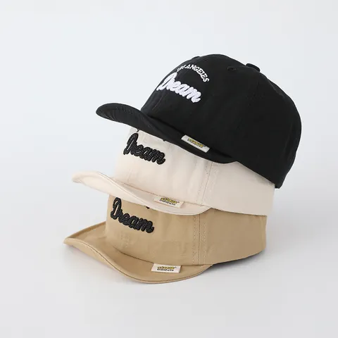 Infant Toddler Baseball Cap Short Brim Soft Top Cotton Embroidered Los Angeles Dream Letter Sun Protection Duck Tongue Hat