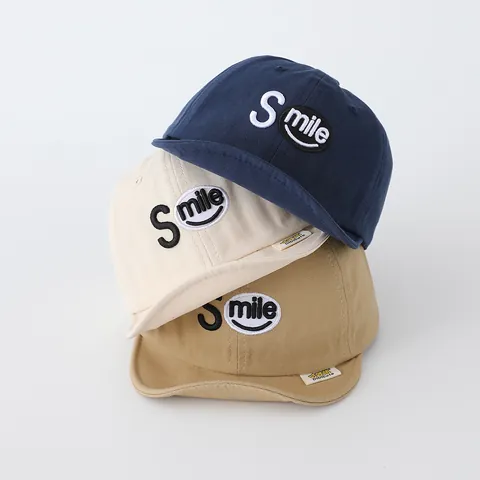 Baby Soft Brim Baseballkappe Lächeln Buchstabe Stickerei Kleinkind Sonnenhut Für Jungen Mädchen Baumwolle Verstellbar Entenzungenhut
