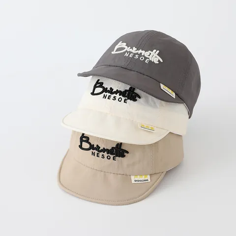 Baby Soft Brim Baseball Cap Toddler Quick Dry Sun Hat With Letter Smile Embroidery Cotton Polyester Adjustable Summer Hat