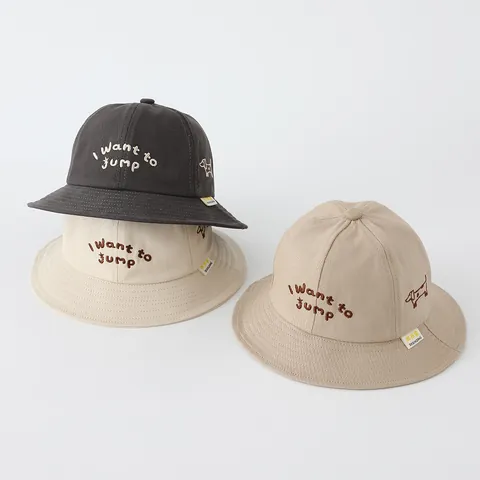 Cappello da Pescatore per Bambini in Cotone con Ricamo a Cartone Animato Orso Cane Protezione Solare Con Corda Antivento per Bambini Ragazzi Ragazze Estate Outdoor