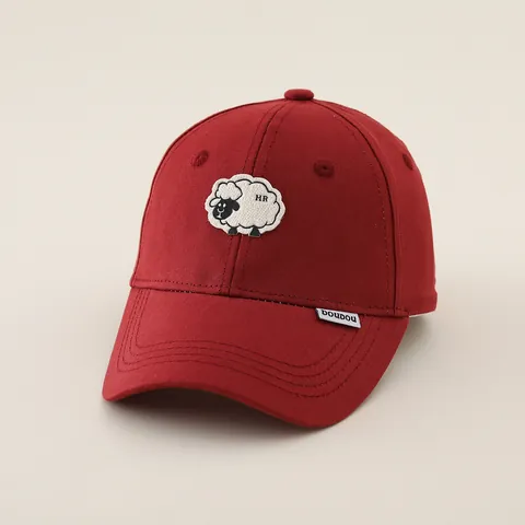 Childrens Cartoon Sheep Embroidery Baseball Cap Adjustable Cotton Blend Sun Protection Duck Tongue Hat For Kids Outdoor