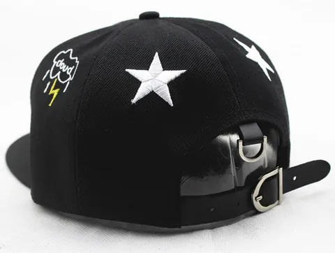 Kids Snapback Baseball Cap Embroidered Five-Pointed Star Cloud Lightning Pattern Flat Brim Sun Hat For Boys Girls 3-8 Years Old