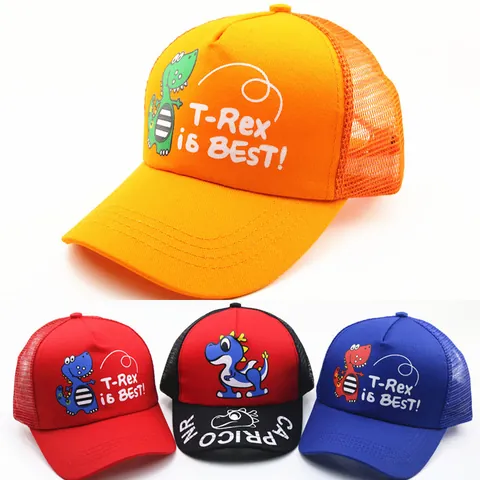 Kids Dinosaur Cartoon Mesh Baseball Cap Breathable Summer Sun Hat For Boys Girls Adjustable Outdoor Snapback Trucker Hat