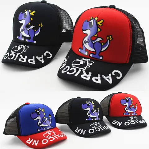 Gorra Trucker de Malla de Dinosaurio de Dibujos Animados para Niños Transpirable Ajustable Gorra de Béisbol Sombrero de Sol Verano Niños Niñas