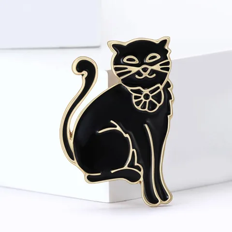 Elegante Spilla a Forma di Gatto Seduto in Smalto per Donna in Lega di Olio a Goccia Fiore Colletto Animale Spilla da Bavero Accessori