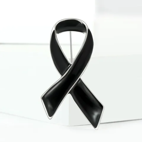 Elegante Spilla a Nastro in Smalto per Donna Lega Nero Argento Consapevolezza Lutto Nastro Spilla Gioielli Accessori Regalo
