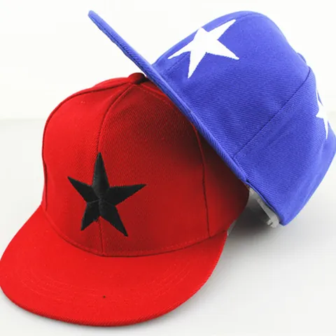 Star Embroidery Flat Brim Baseball Cap Snapback Hip Hop Hat For Kids And Adults Polyester Sun Protection Outdoor Streetwear Cap