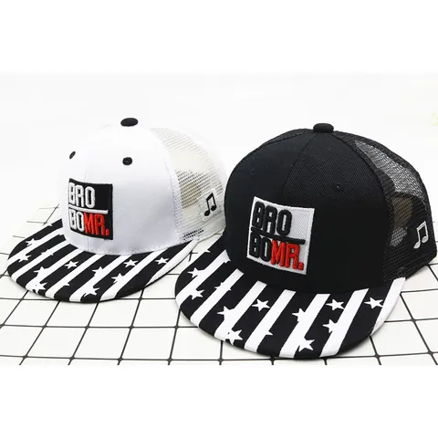 Kids Trucker Hat Mesh Baseball Cap Adjustable Snapback Flat Brim Sun Protection Outdoor Hip Hop Hat For Boys Girls 3-8 Years
