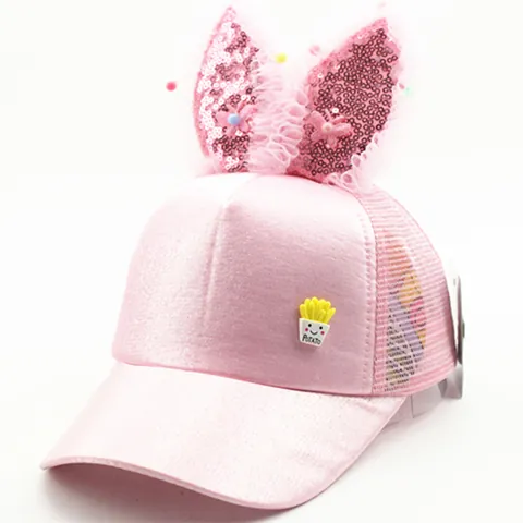 Kids Sequin Rabbit Ear Mesh Baseball Cap Cute Cartoon Potato Patch Sunscreen Adjustable Duckbill Cap For Girls Boys