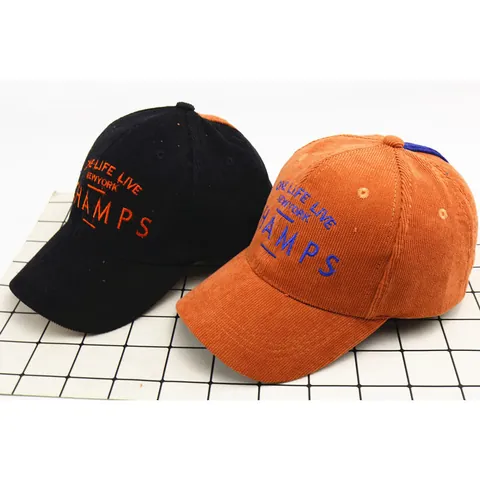 Cappellino da Baseball in Velluto a Coste per Bambini Ricamo Champs Regolabile Cappello da Sole per Ragazzi Ragazze Autunno Inverno